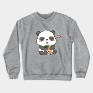 Cute Panda Loves Boba Tea Crewneck Sweatshirt